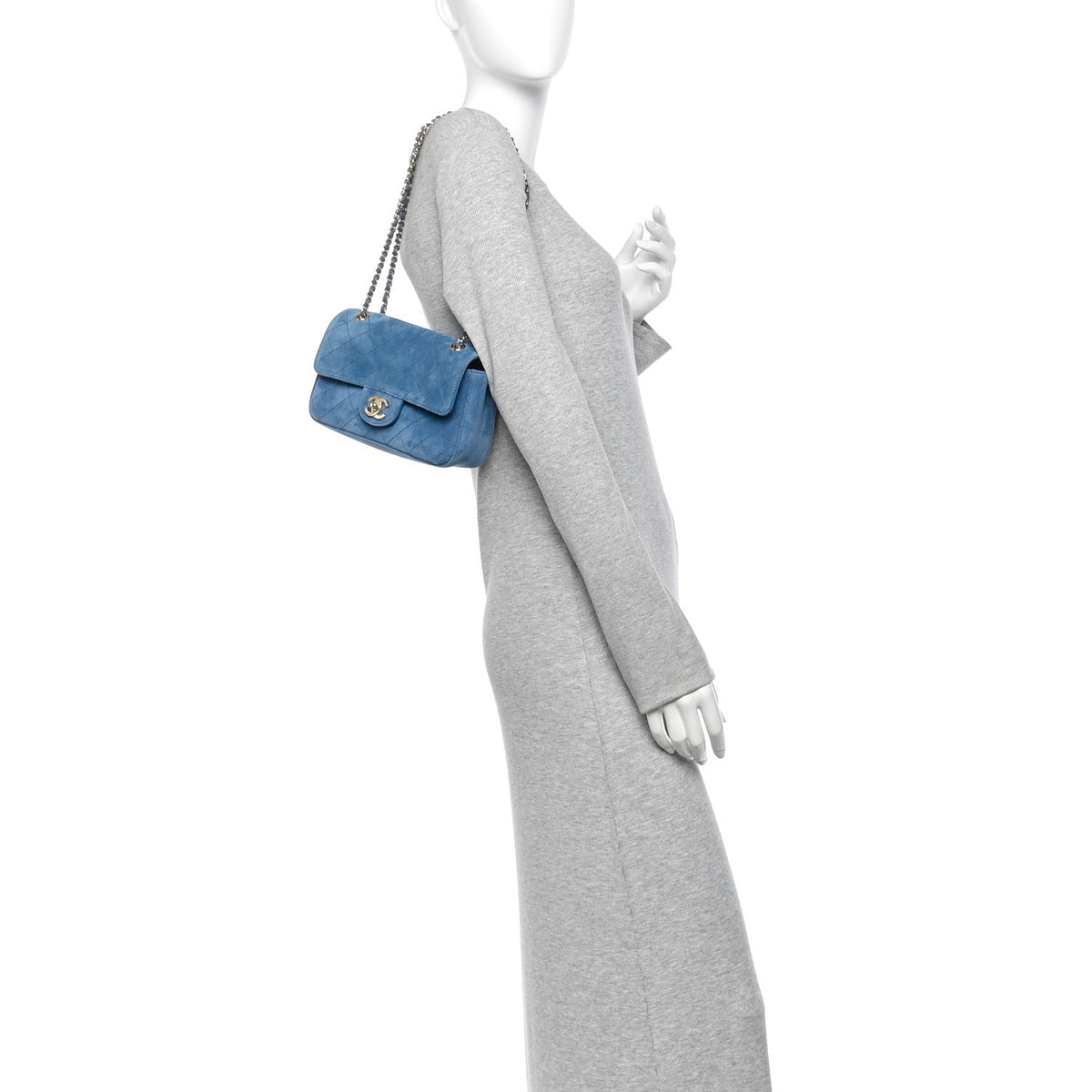 Suede Calfskin Mini Souplissimo Flap Blue
