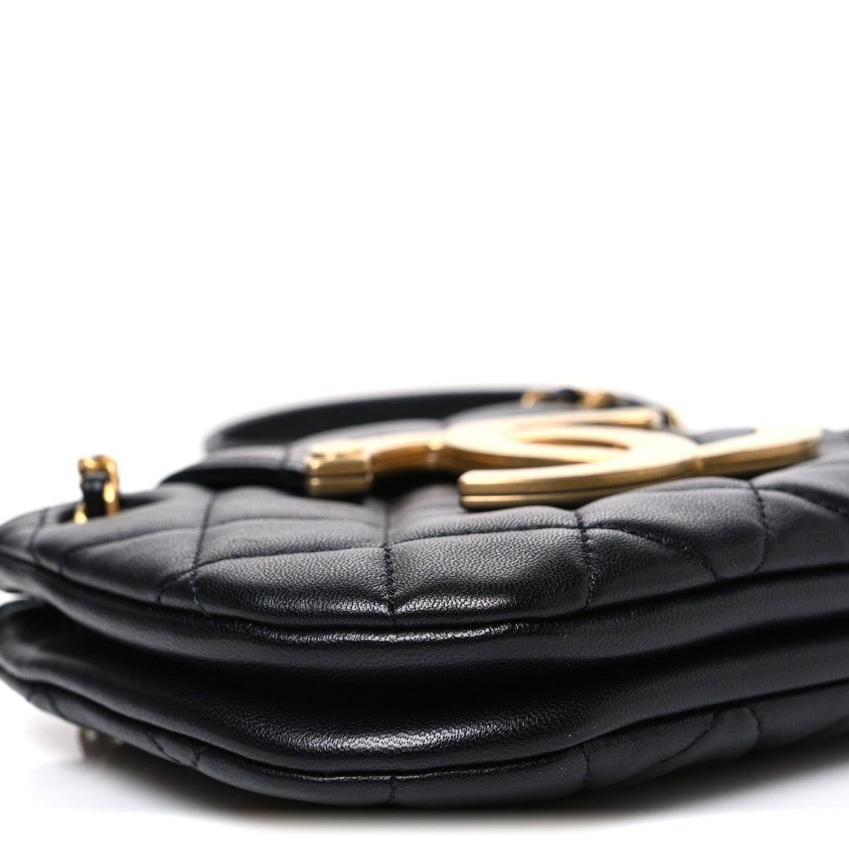 Lambskin Quilted Small Giant CC Flap Bag Black