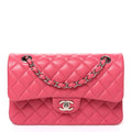 Lambskin Quilted Small Double Flap Pink