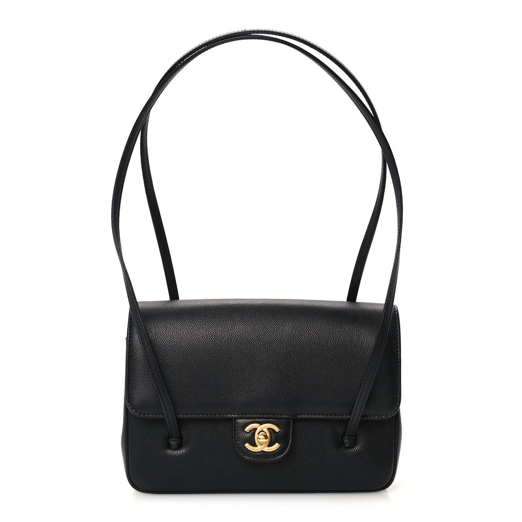 Shiny Caviar Preppy Coco Small Flap Black