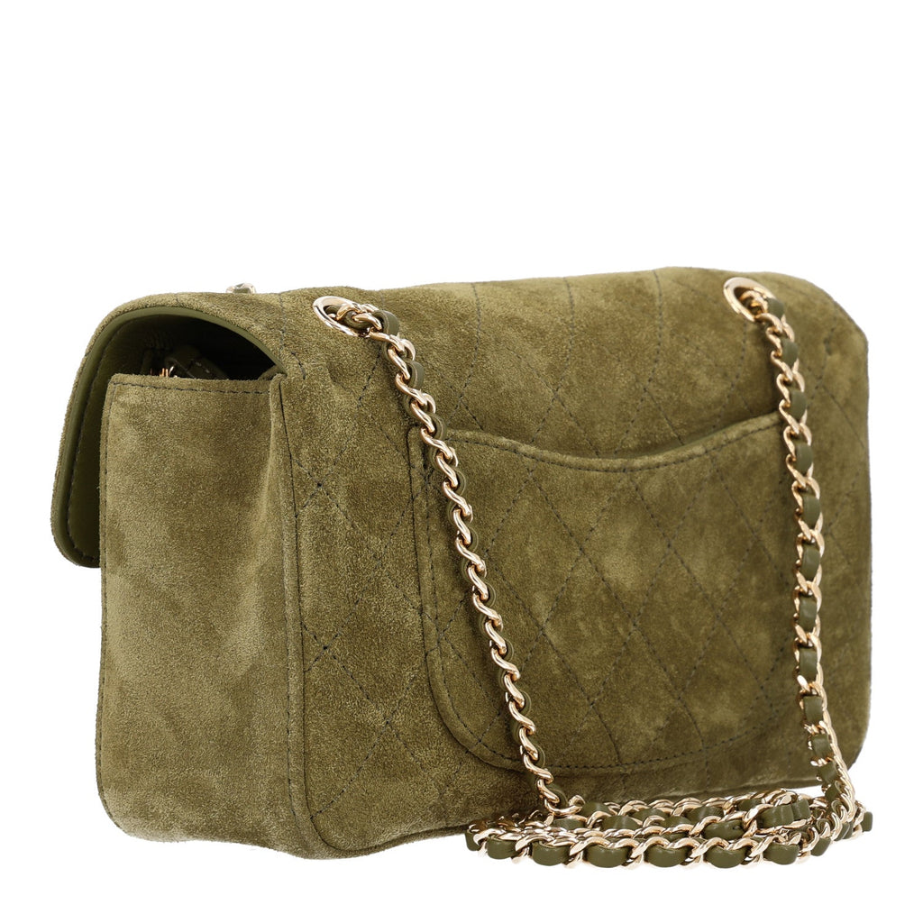 Suede Calfskin Mini Souplissimo Flap Khaki