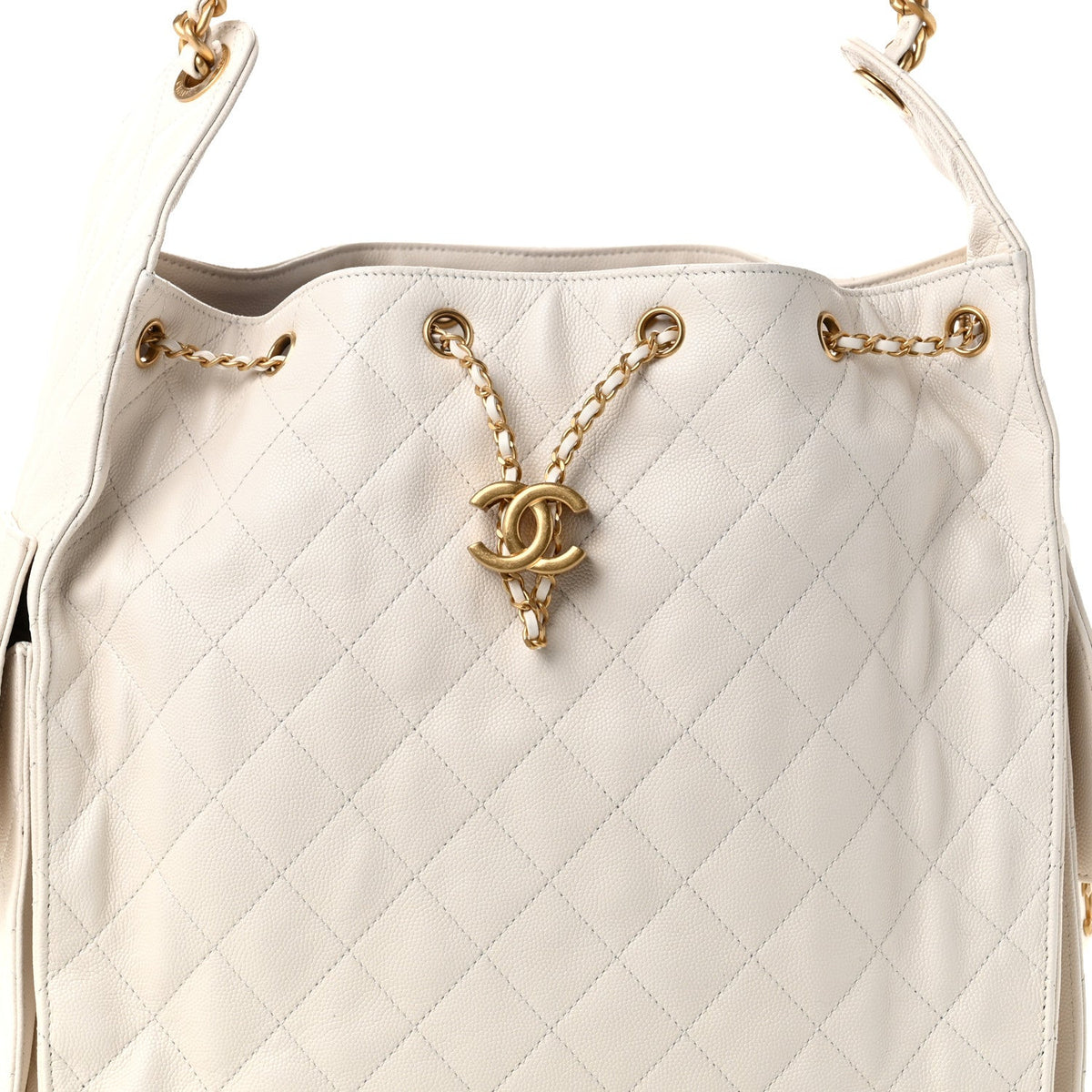 Caviar Quilted Medium Chanel 25 Handbag White