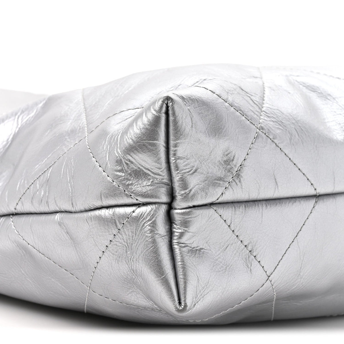 Metallic Calfskin Quilted Small Chanel 22 Silver