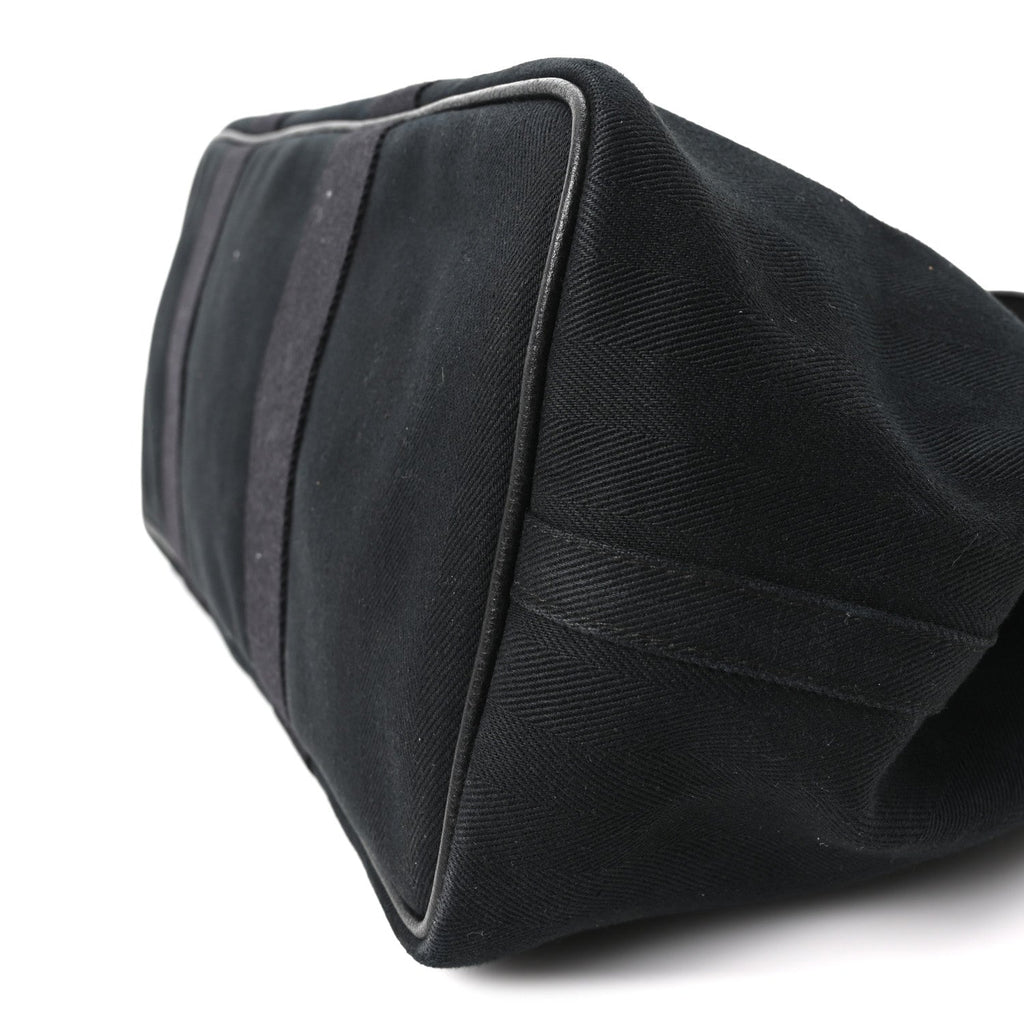 Chevron Herringbone Toile Vache Liegee Valparaiso Tote  MM Black
