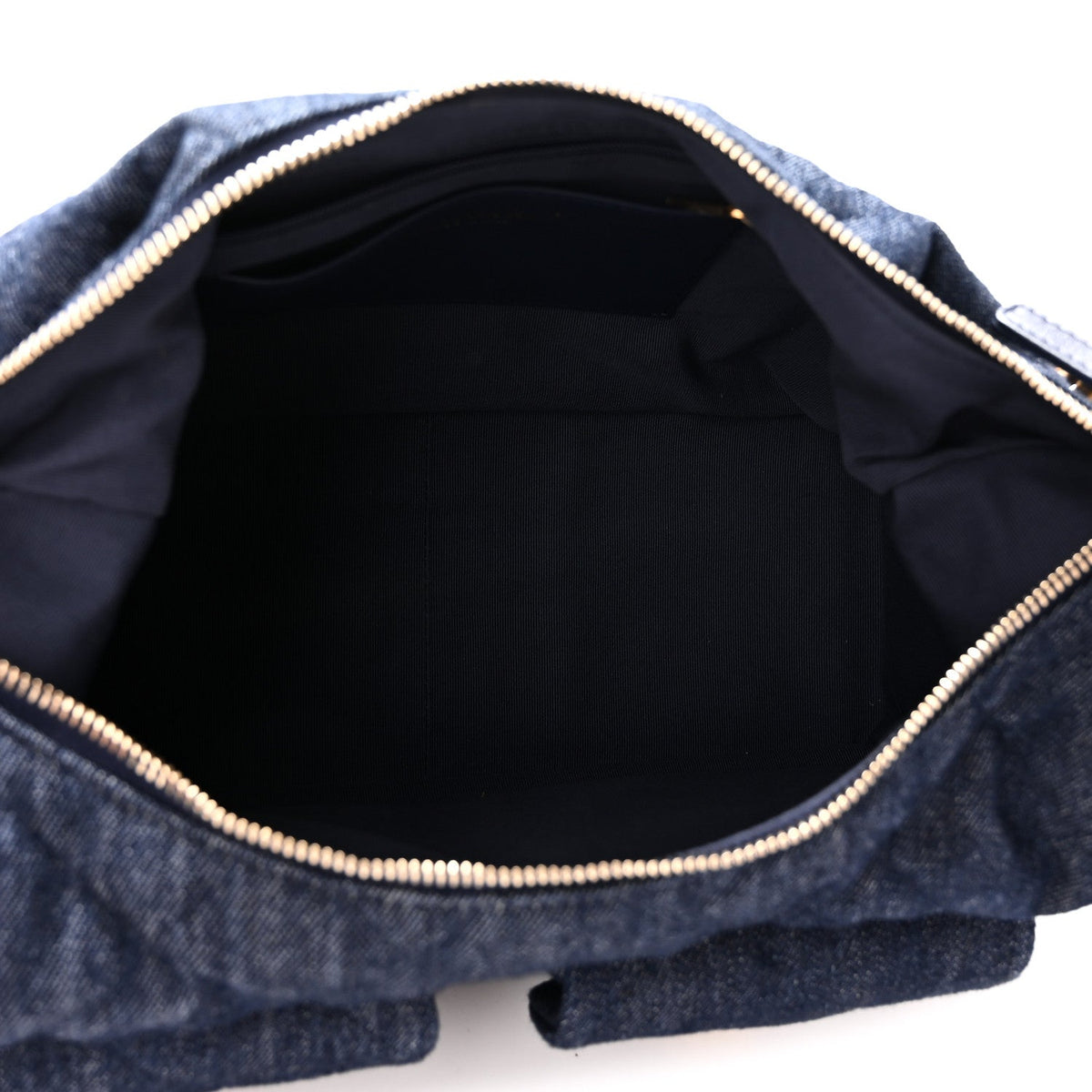Washed Denim Quilted Large Trendy Pockets Hobo Dark Blue