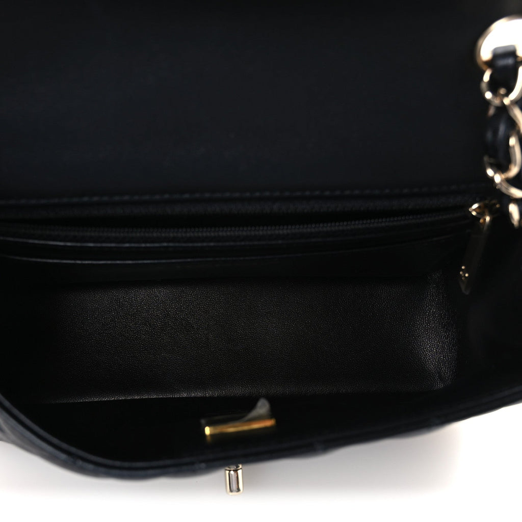 Lambskin Quilted Mini Rectangular Flap Black