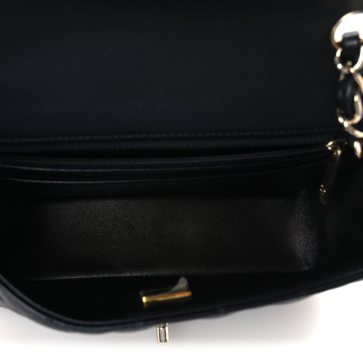 Lambskin Quilted Mini Rectangular Flap Black