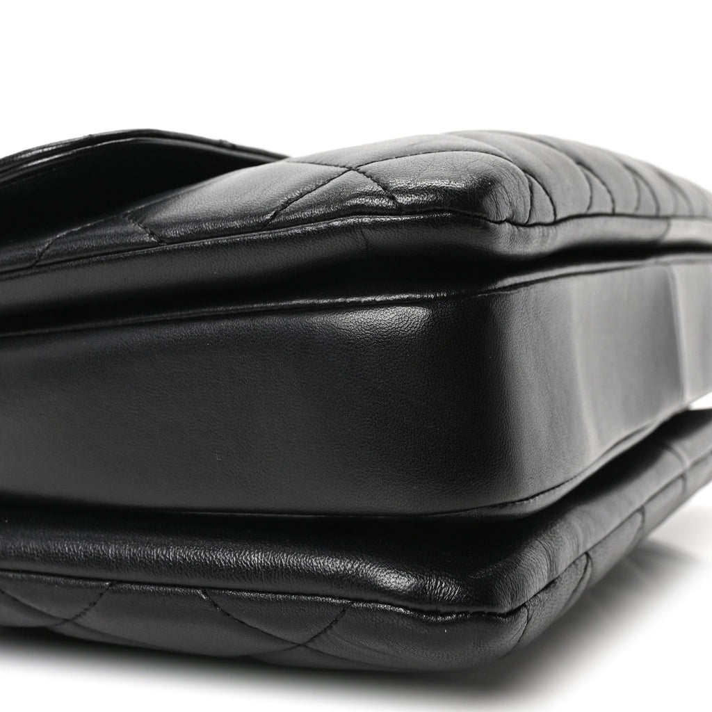 Lambskin Quilted Medium Trendy CC Flap Dual Handle Bag Black