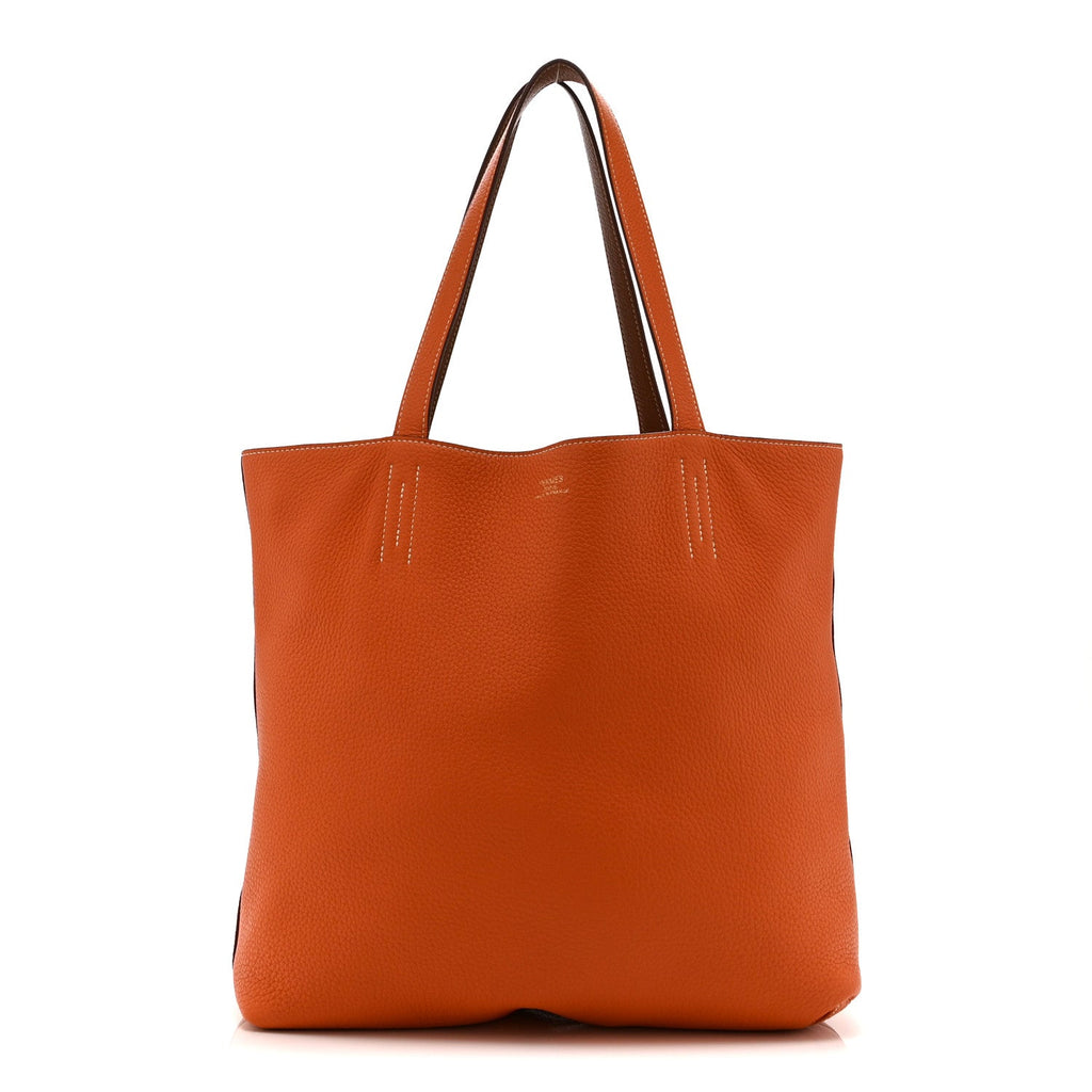 Taurillon Clemence Double Sens 45 Reversible Tote Orange Gold