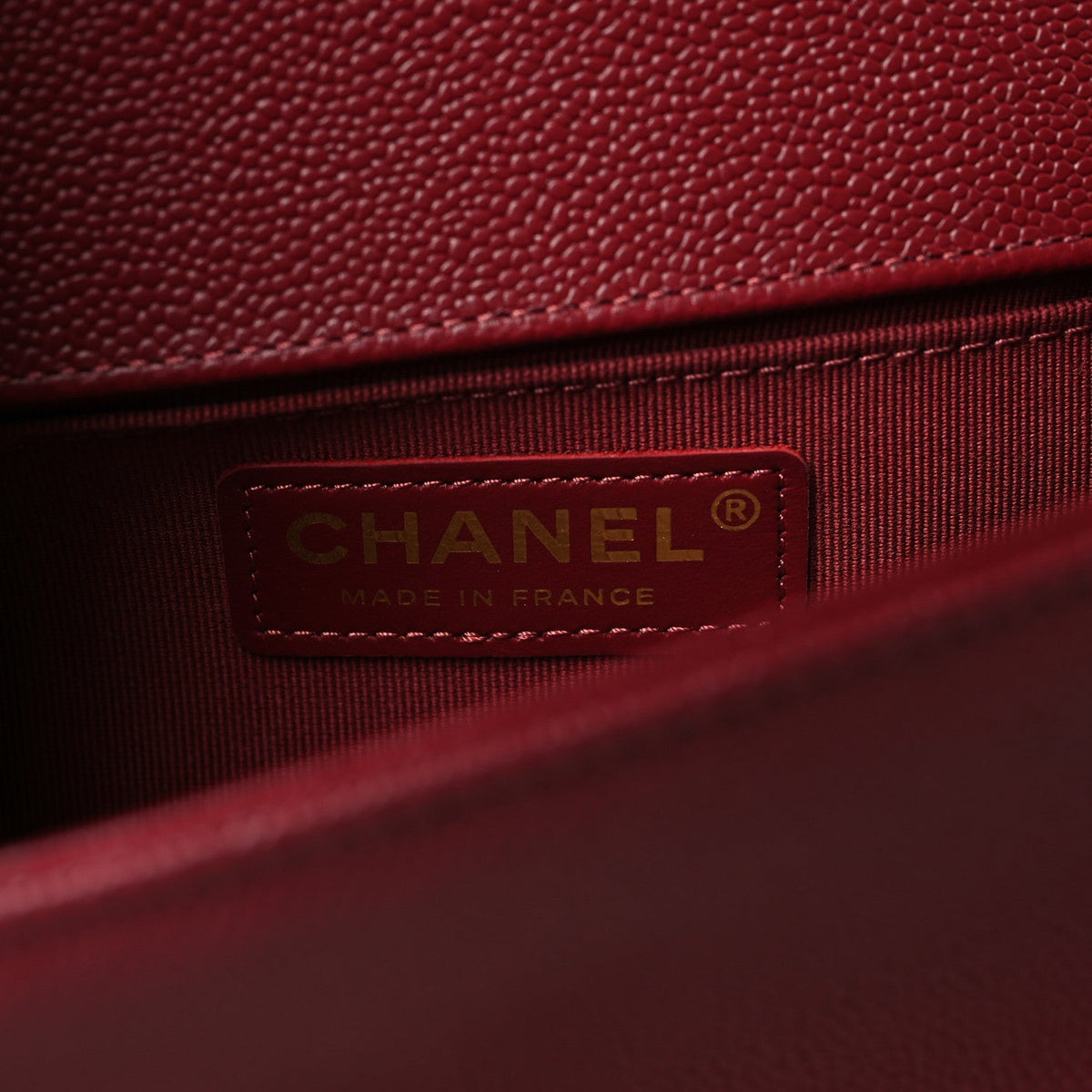 Caviar Quilted Small Boy Flap Burgundy
