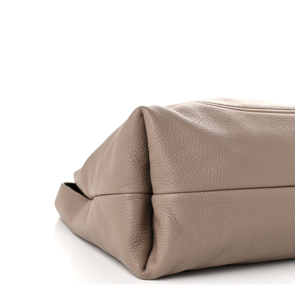 Grained Calfskin Softbit Maxi Shoulder Bag Taupe