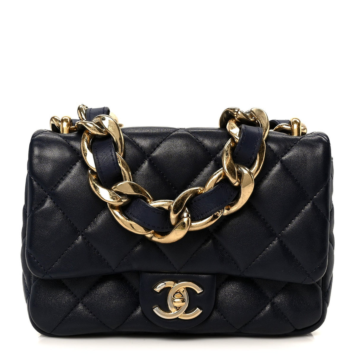 Lambskin Quilted Small Funky Town Flap Blue