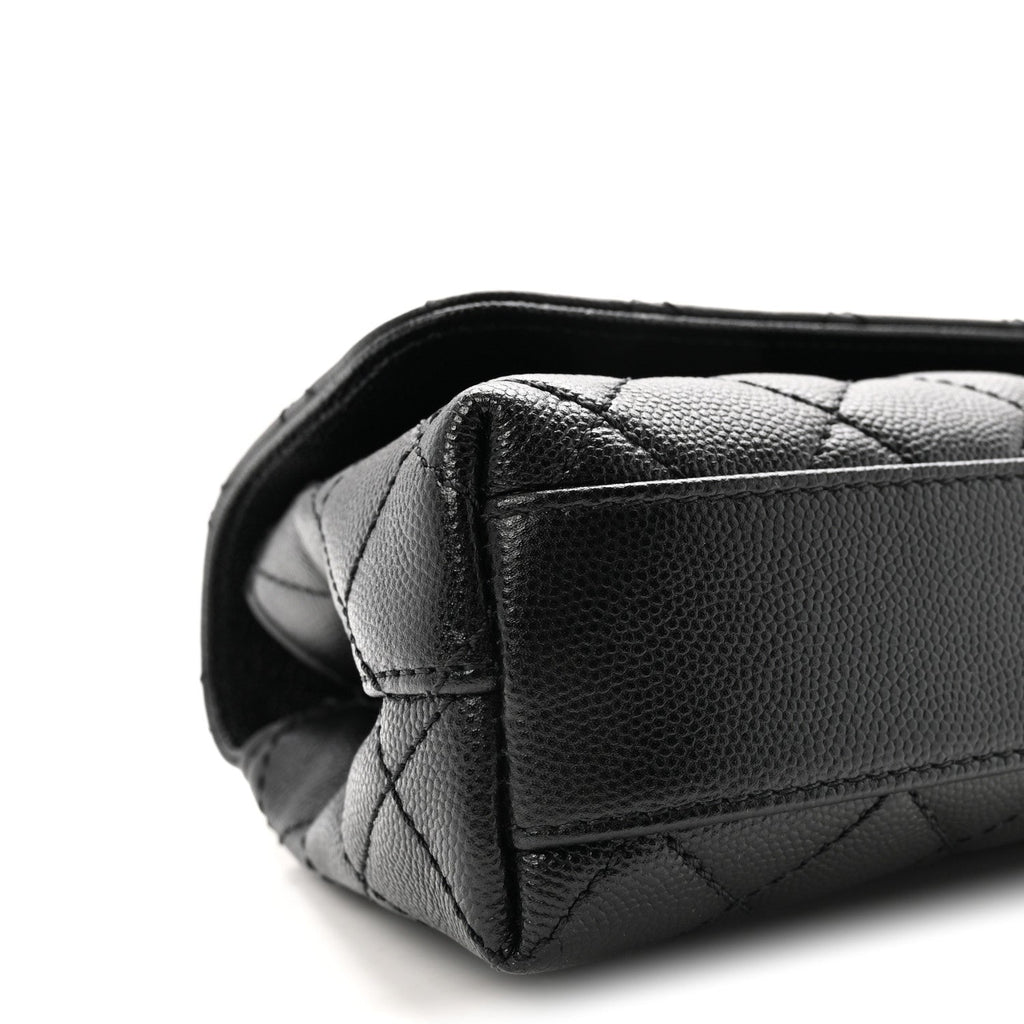 Caviar Quilted Maxi East West Coco Handle Flap Black