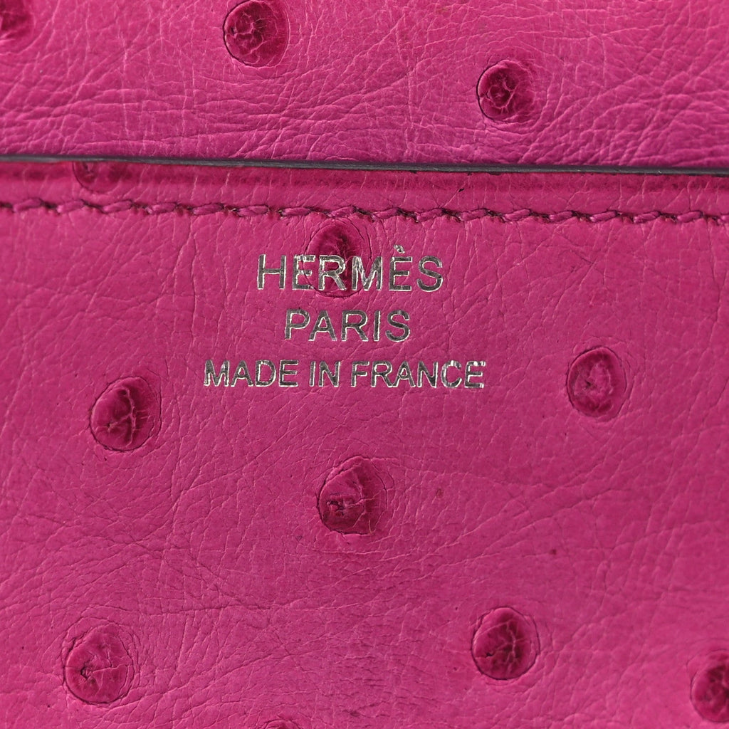 Ostrich Constance Long Wallet Rose Poupre