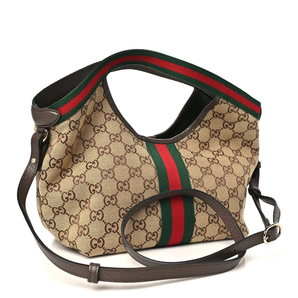Monogram Web Small Giglio Tote Beige Dark Brown