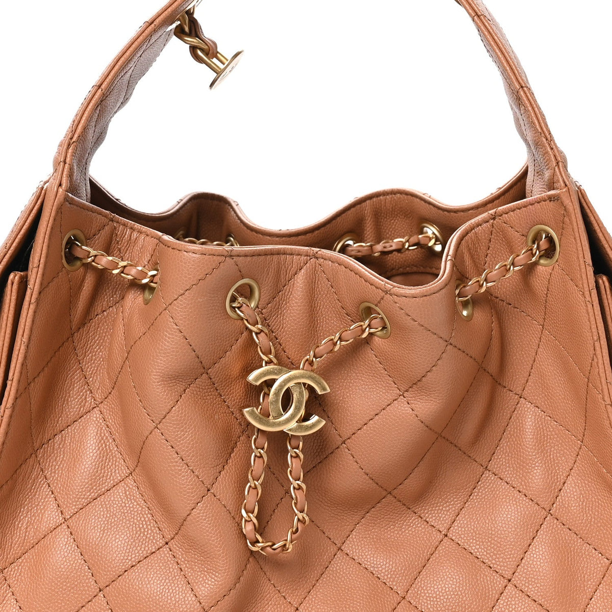 Caviar Quilted Small Chanel 25 Handbag Brown