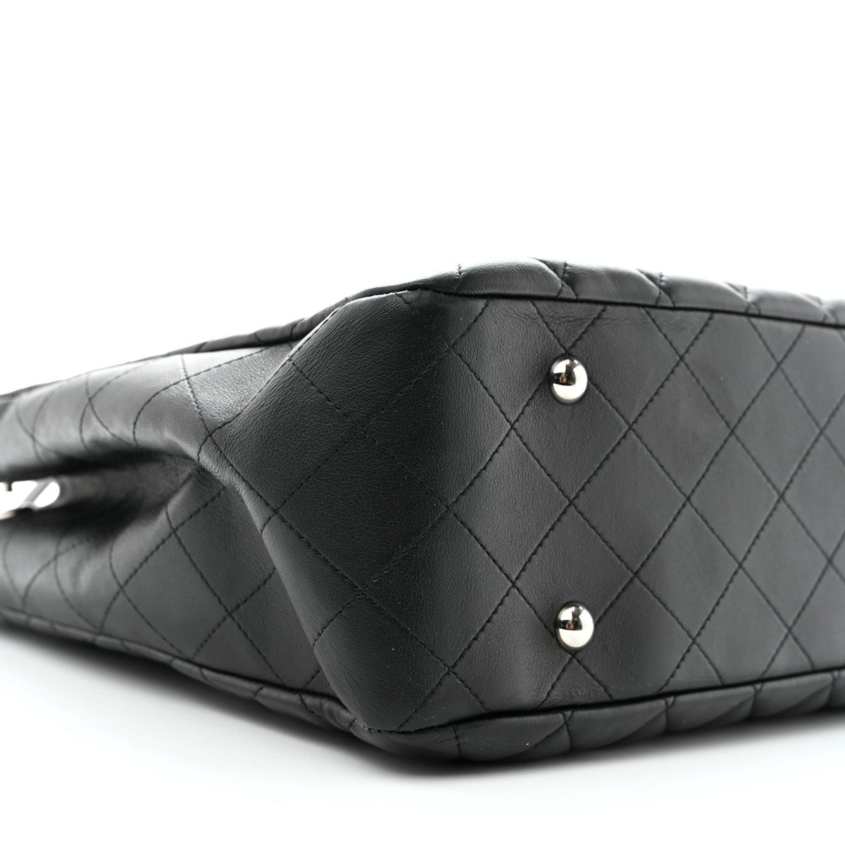 Calfskin Quilted Large Classic Shopping Tote  Black