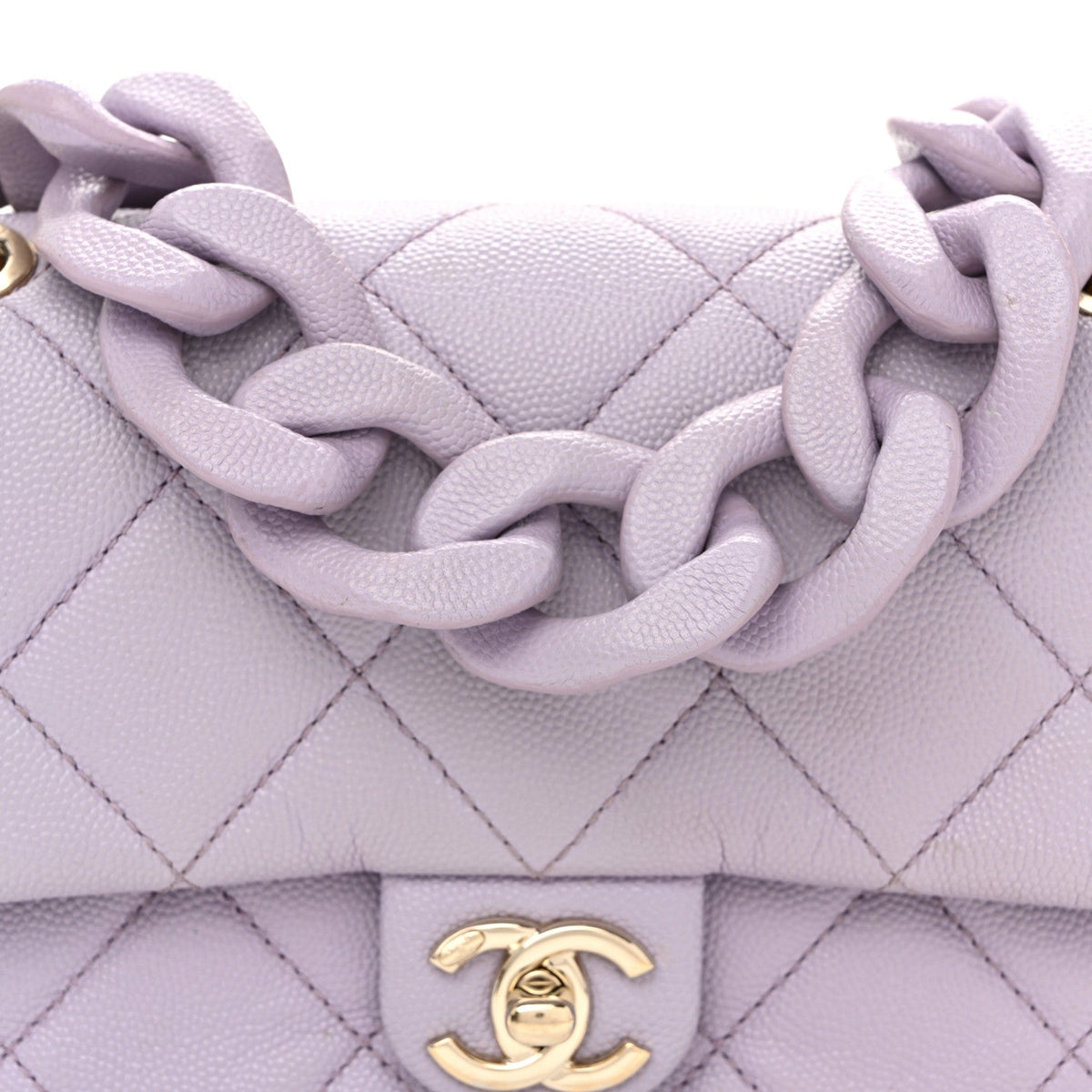 Caviar Quilted Funky Match Mini Flap Light Purple