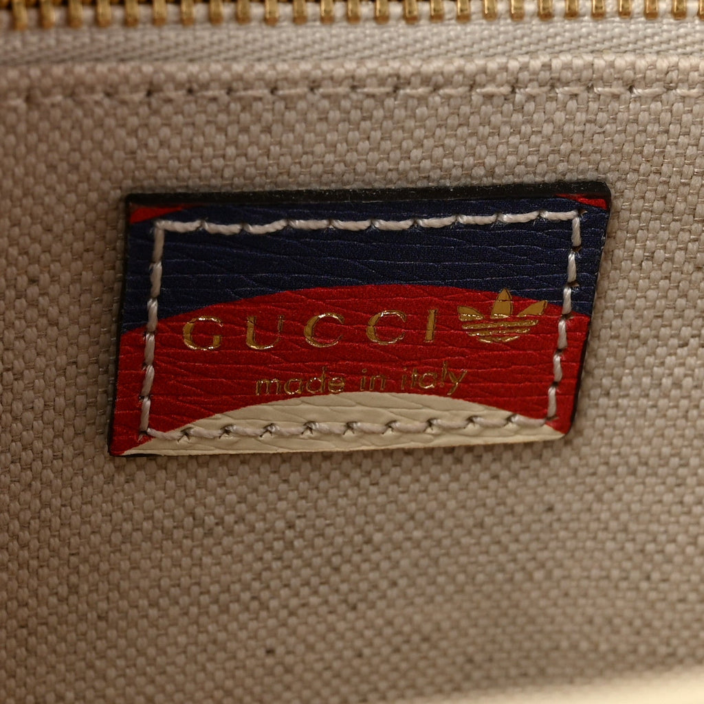 X ADIDAS Shangai Calfskin Web Trefoil Interlocking G Small Horsebit 1955 Shoulder Bag Red White Blue