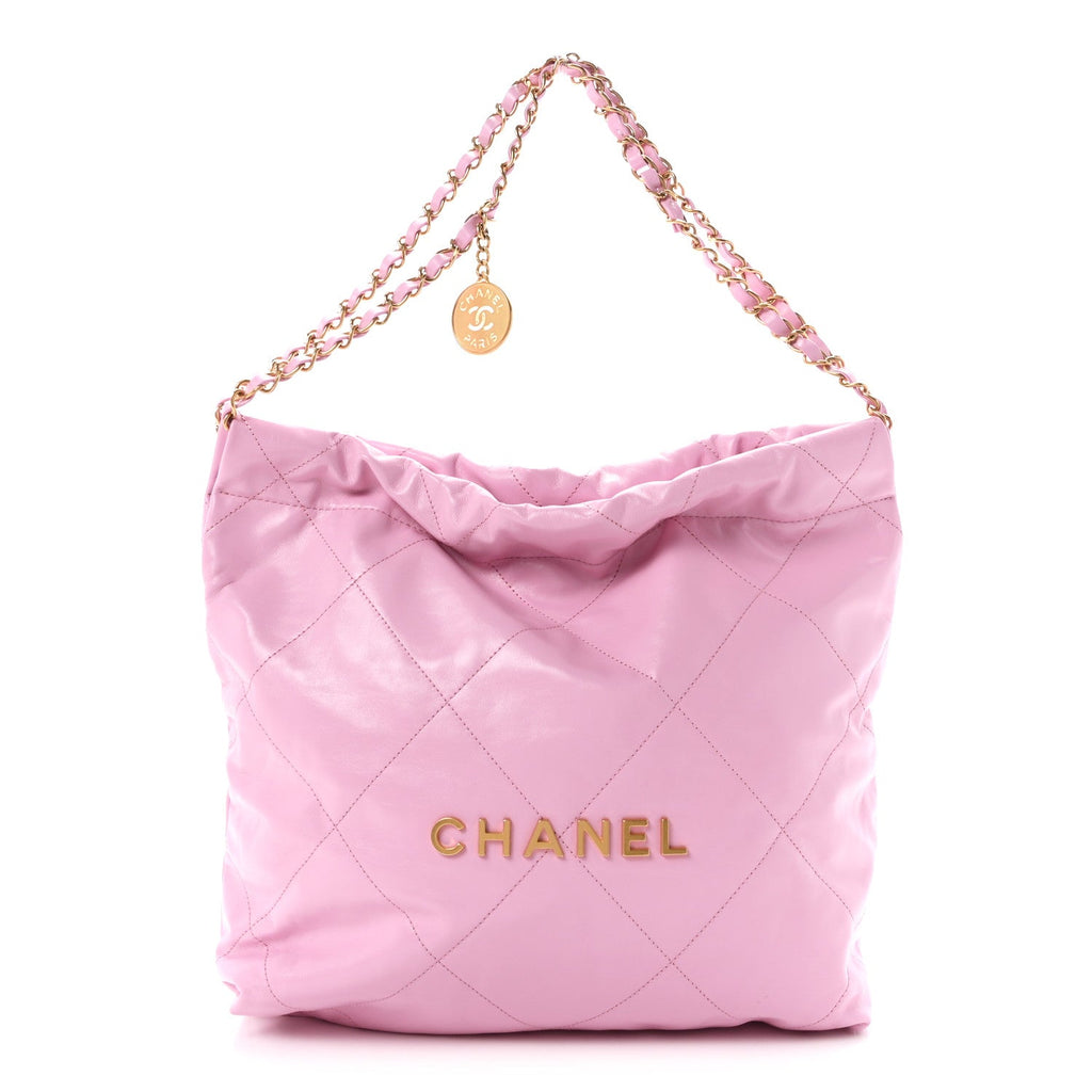 Shiny Calfskin Quilted Small Chanel 22 Pink
