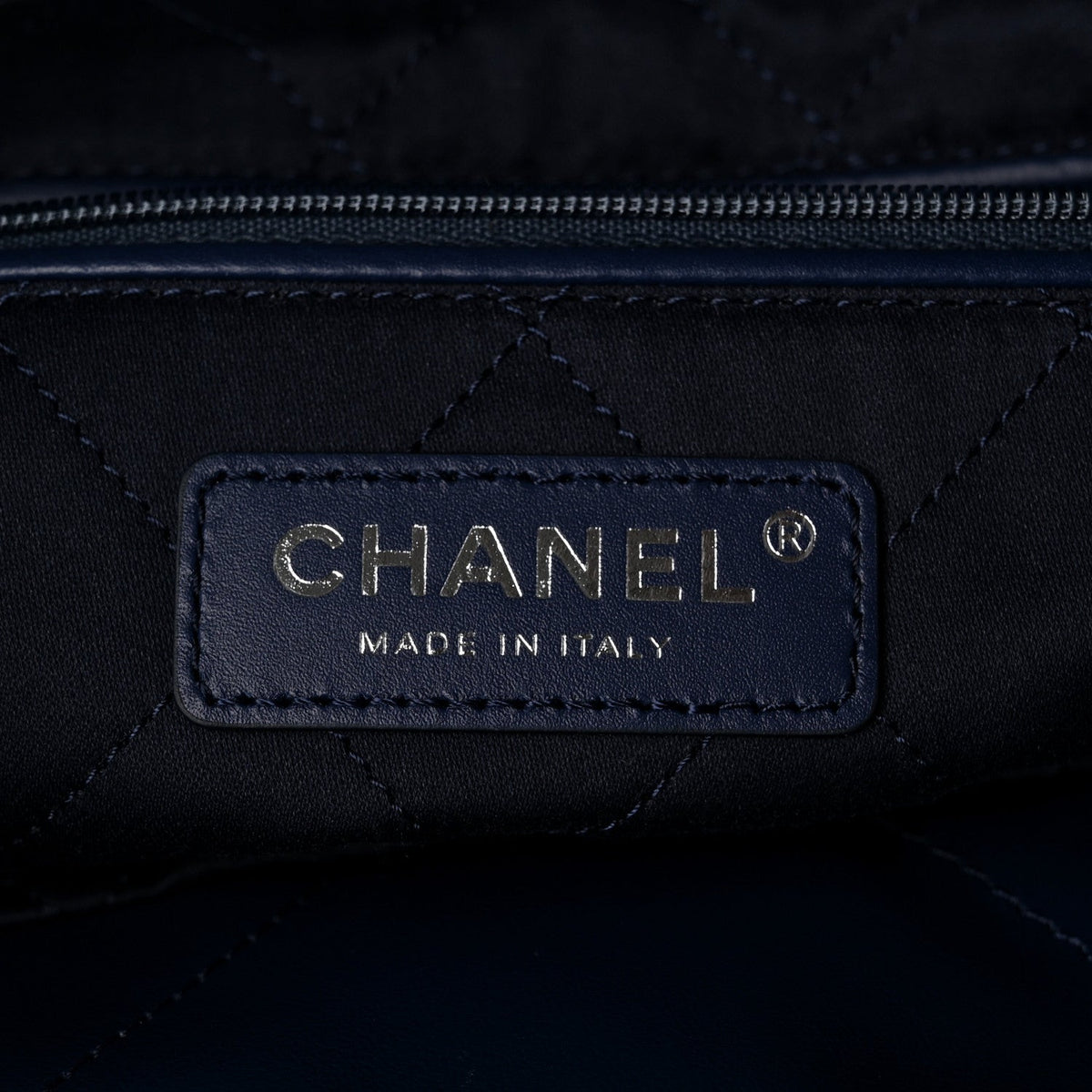 Shiny Calfskin Quilted Small Chanel 22 Navy