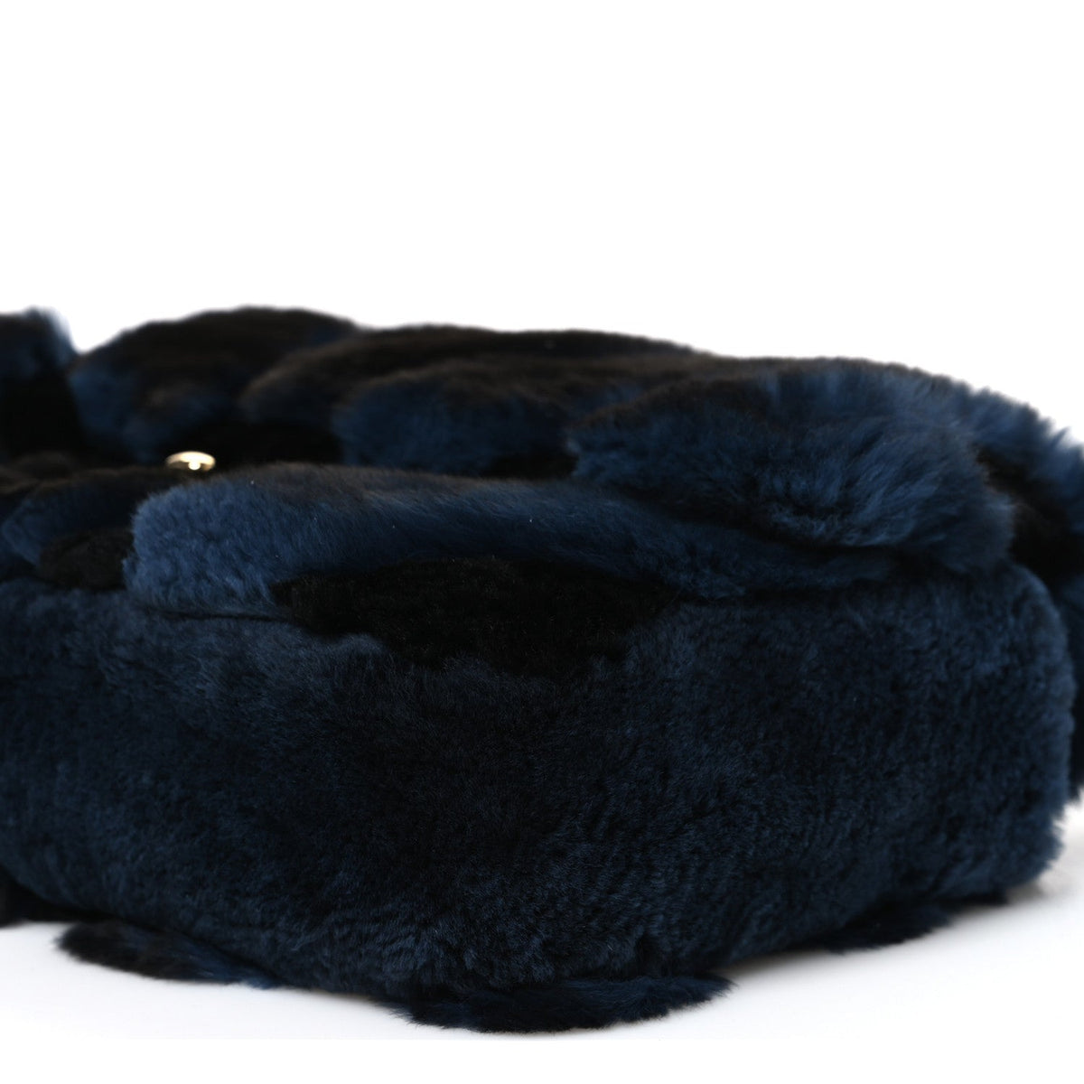 Orylag Rabbit Fur Chevron Small Single Flap Black Blue