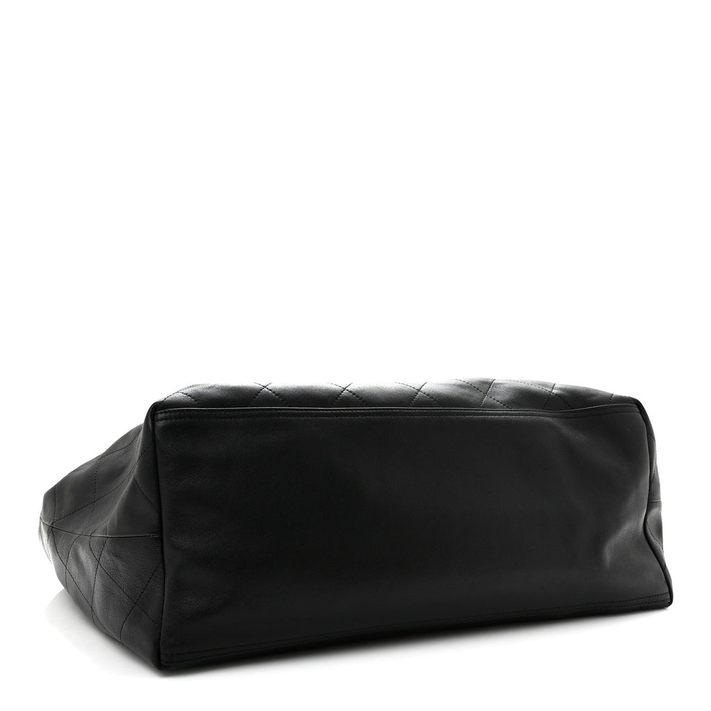 Lambskin Quilted Neo Cabas Shopping Tote Black
