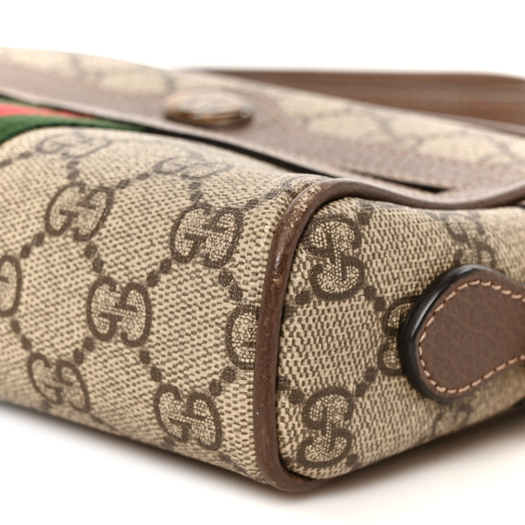 GG Supreme Monogram Web Mini Ophidia Shoulder Bag Brown