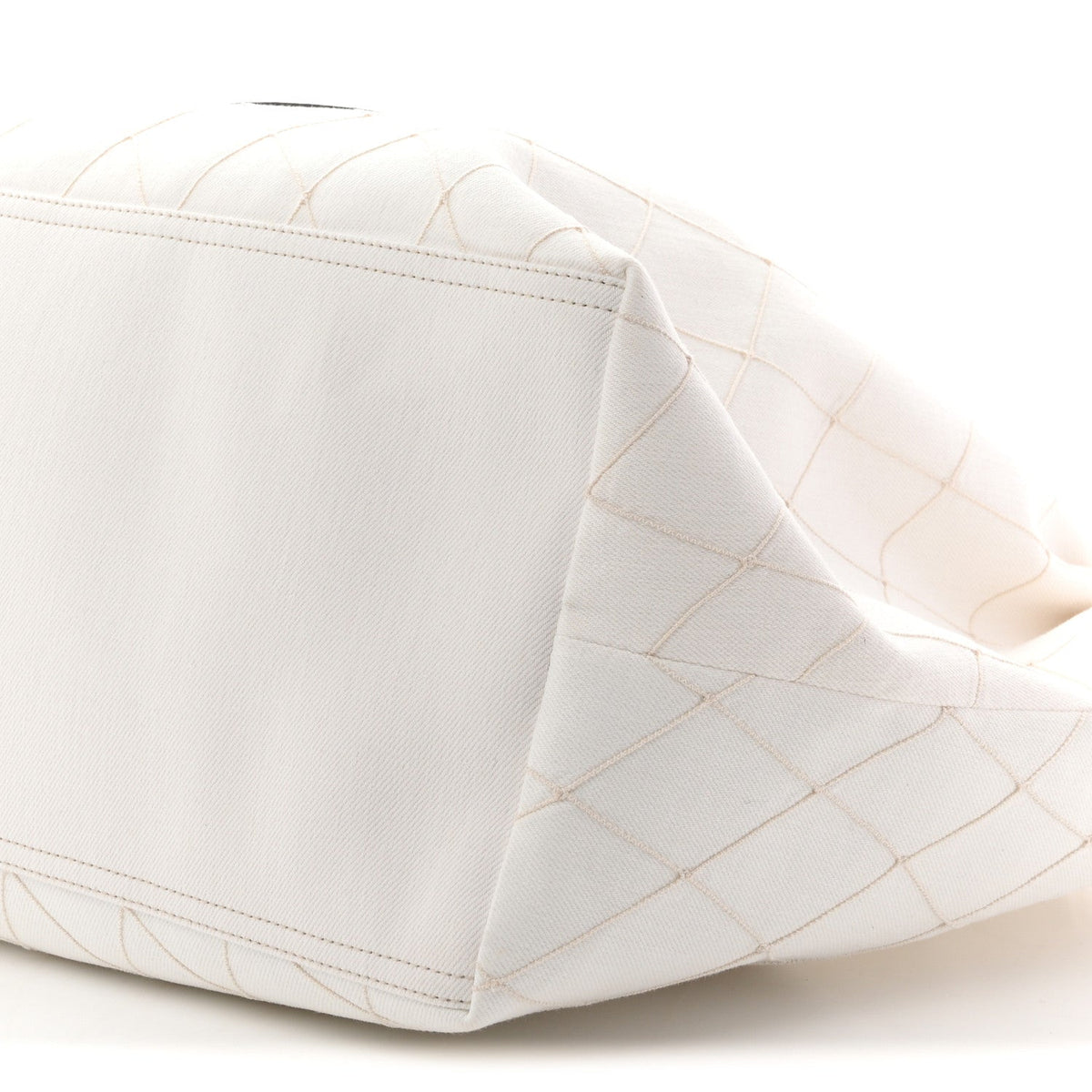 Denim Calfskin Quilted Coco Beach Small Shopping Tote White Black