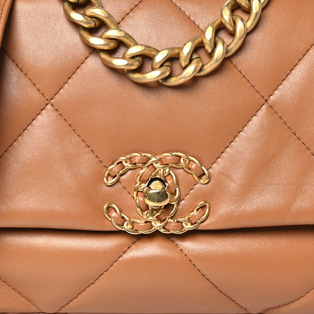 Lambskin Quilted Medium Chanel 19 Flap Brown