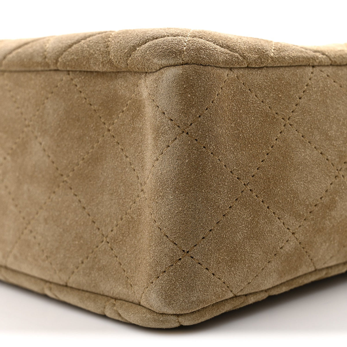 Suede Calfskin Quilted Camerissimo Camera Case Dark Beige