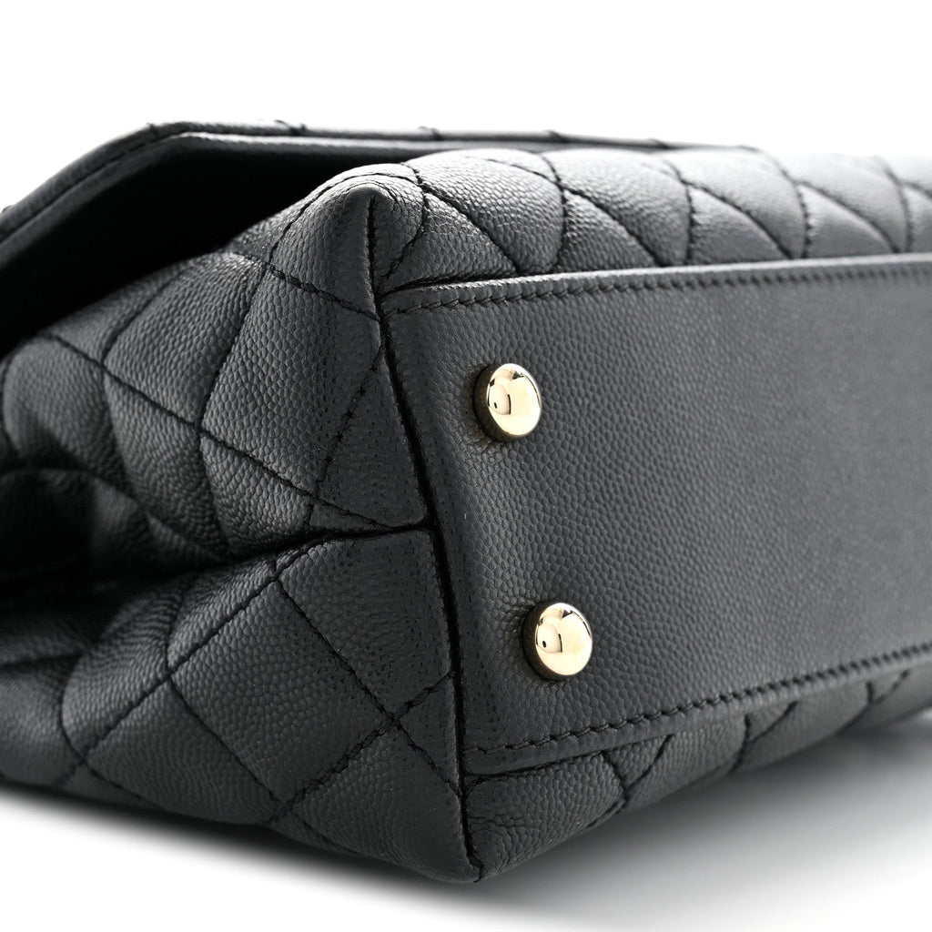 Caviar Quilted Mini Coco Handle Flap Black