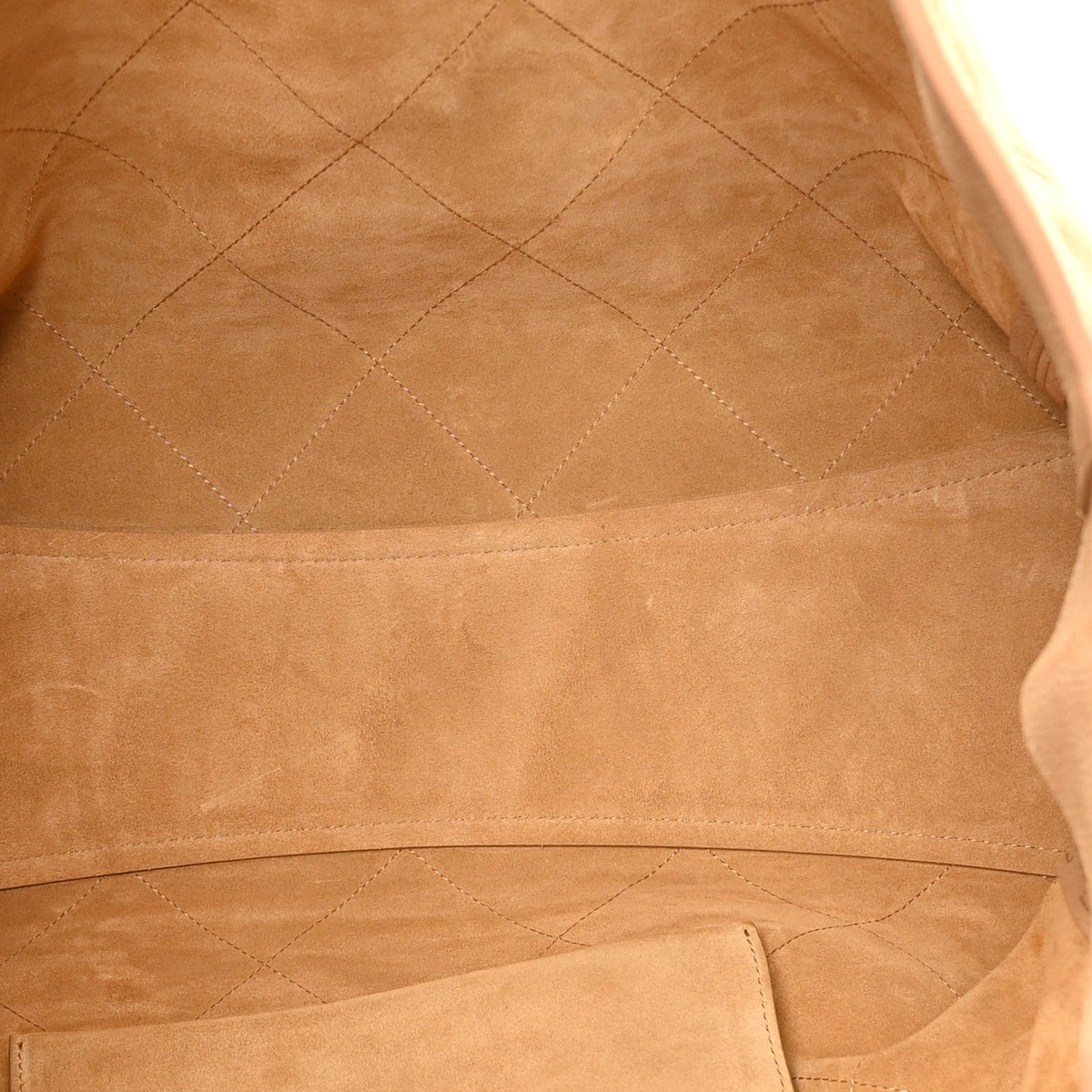 Nubuck Caviar Quilted Maxi Shopping Bag Beige