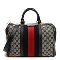 Monogram Selleria Calfskin Vintage Web Medium Boston Beige Blue