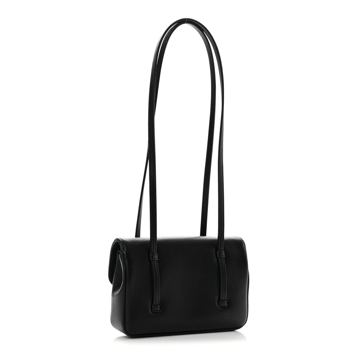 Shiny Caviar Mini Preppy Coco Shoulder Bag Black