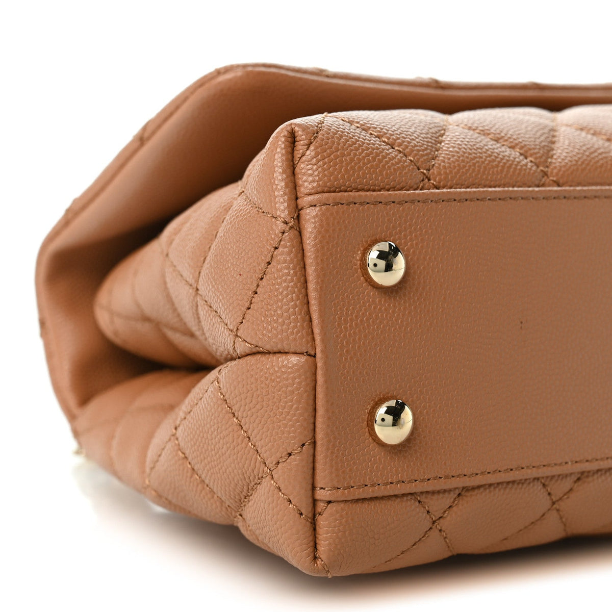 Caviar Quilted Lizard Embossed Mini Coco Handle Flap Brown