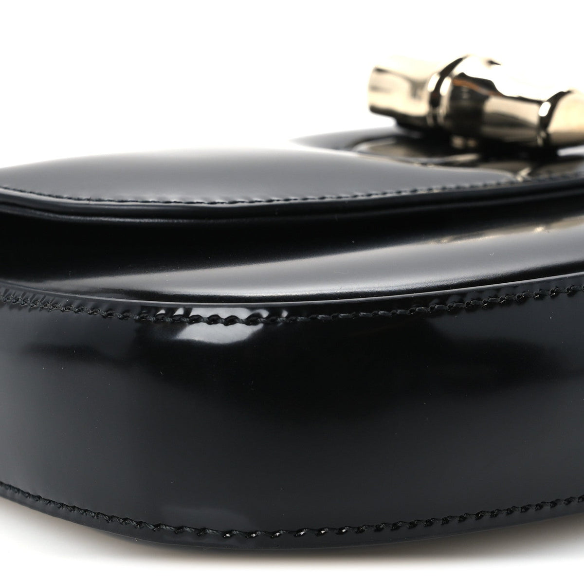 Shiny Calfskin Small Bamboo Night Bag Black