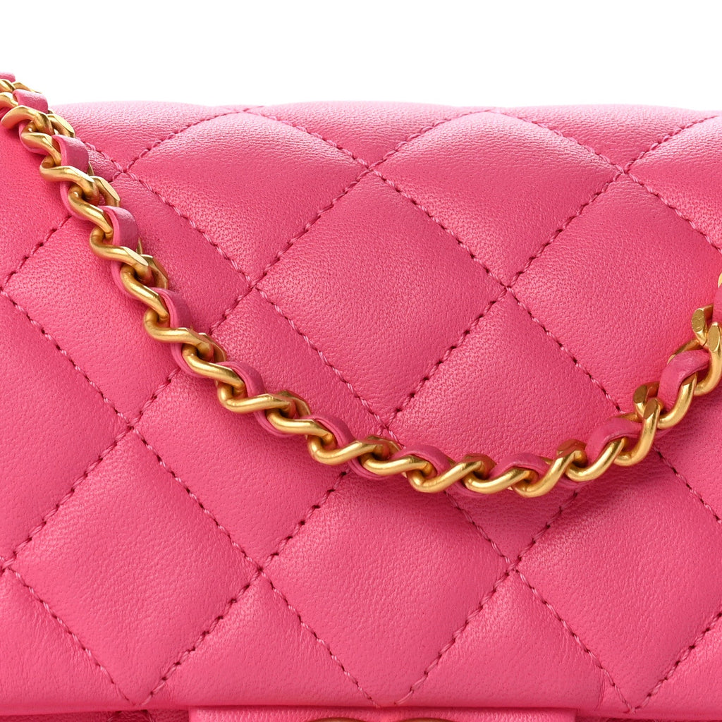 Lambskin Enamel Quilted Small Coco Hearts Flap Pink