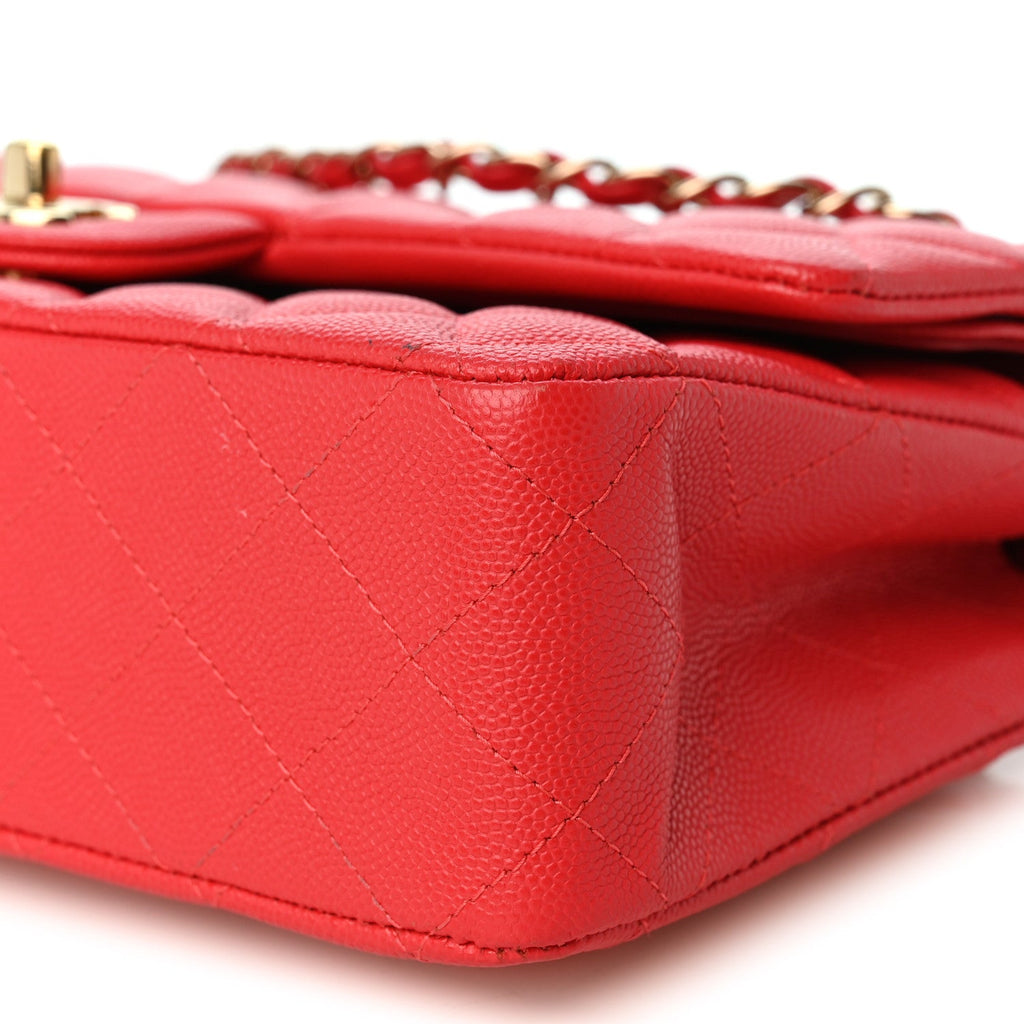 Caviar Quilted Medium Double Flap Dark Pink