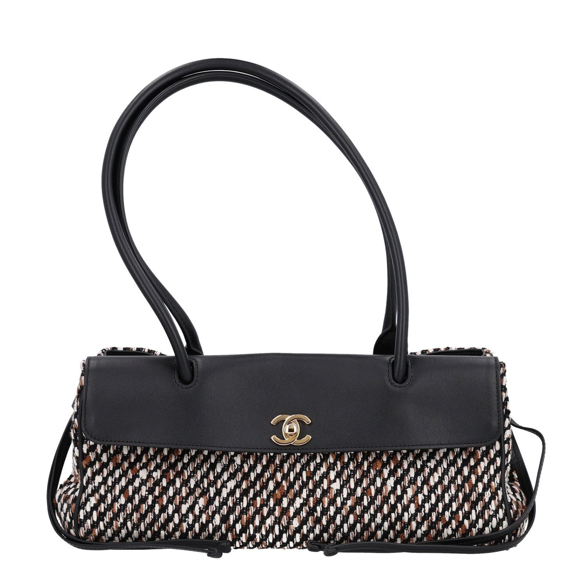 Tweed Calfskin Urban Essentials Small Shopping Bag Black Multicolor