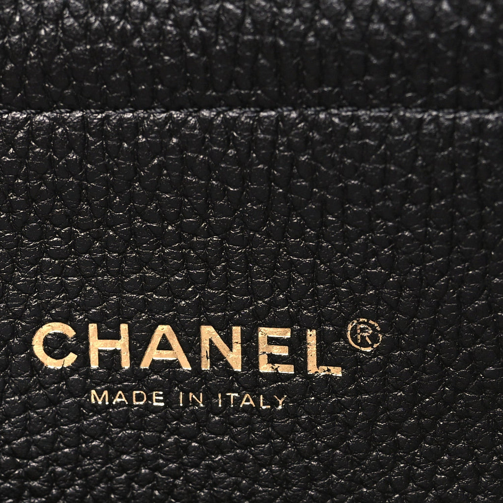 Grained Calfskin Stitched Urban Essentials Shopping Bag Black