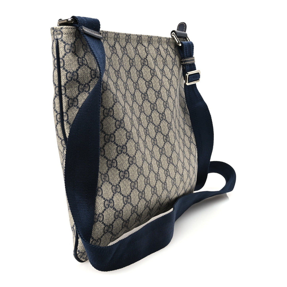 GG Plus Monogram Large Flat Messenger Bag Beige Blue