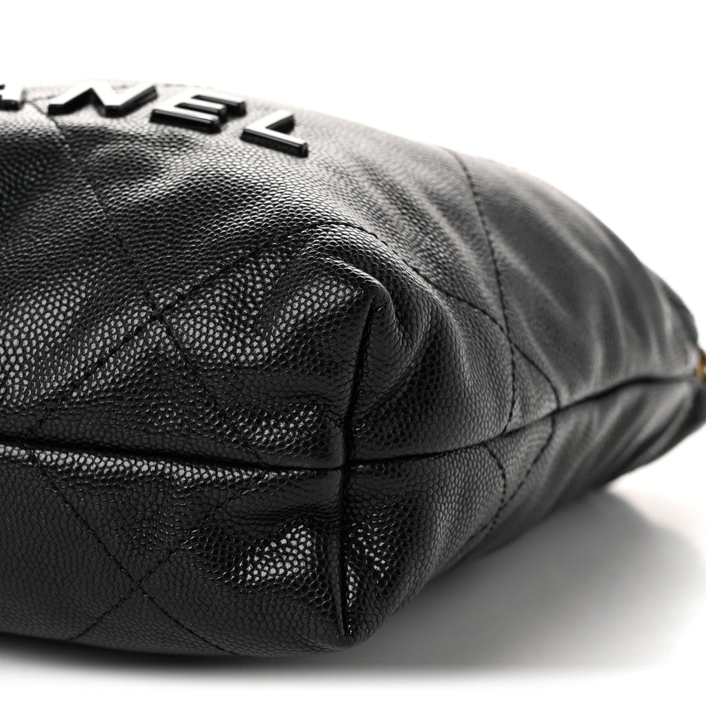 Shiny Caviar Quilted Monochrome Mini Chanel 22 Black