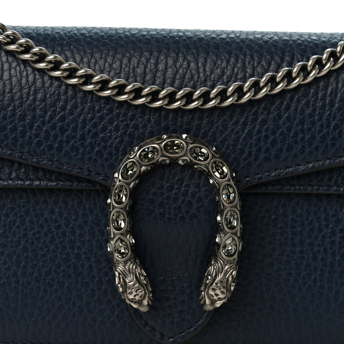 Dollar Calfskin Crystal Super Mini Dionysus Shoulder Bag Blue Agata Black Diamond