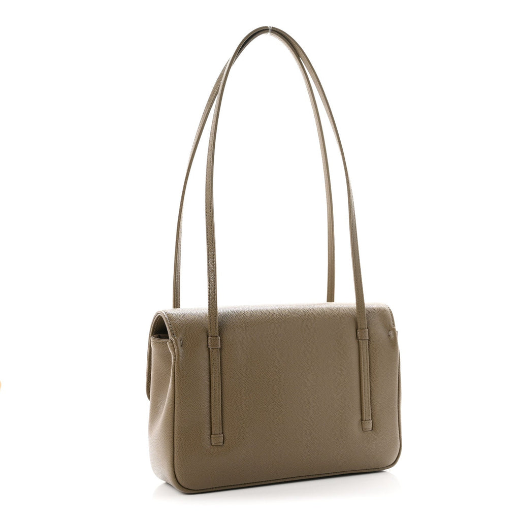 Shiny Caviar Preppy Coco Small Flap Dark Khaki