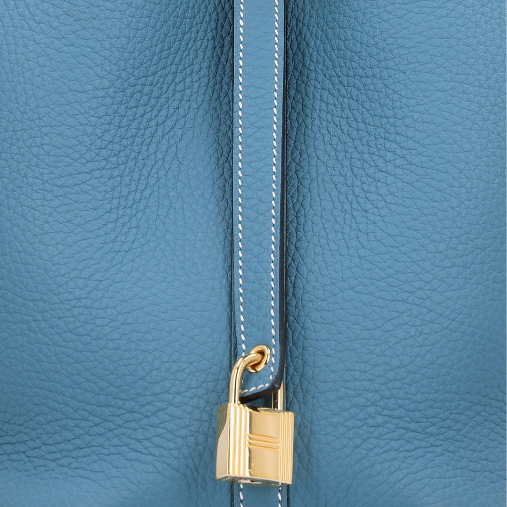 Taurillon Clemence Picotin Lock 18 PM New Blue Jean