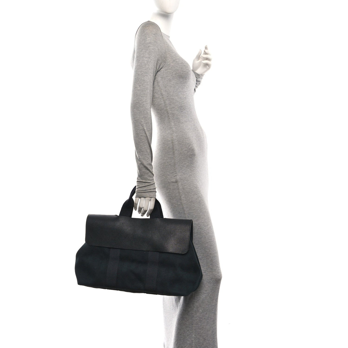 Chevron Herringbone Toile Vache Liegee Valparaiso Tote  MM Black