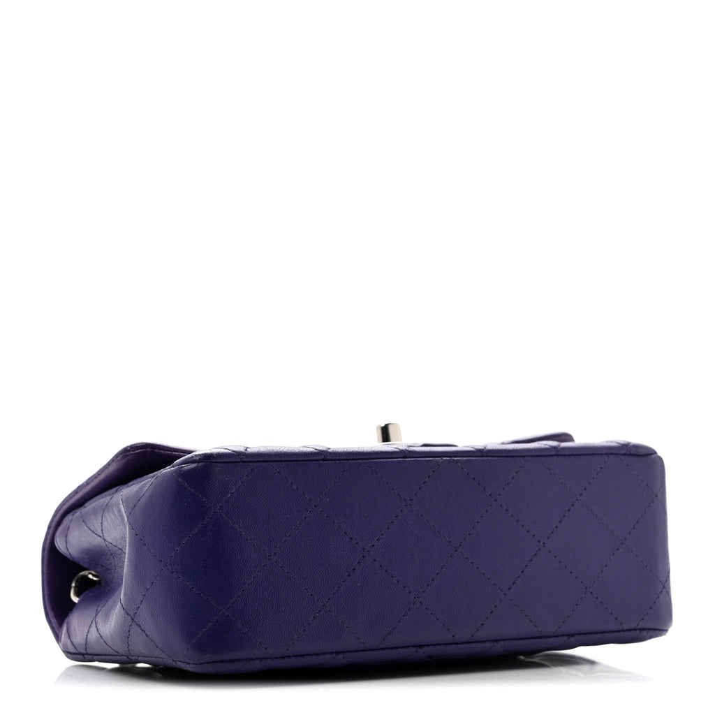 Lambskin Quilted Mini Rectangular Flap Purple