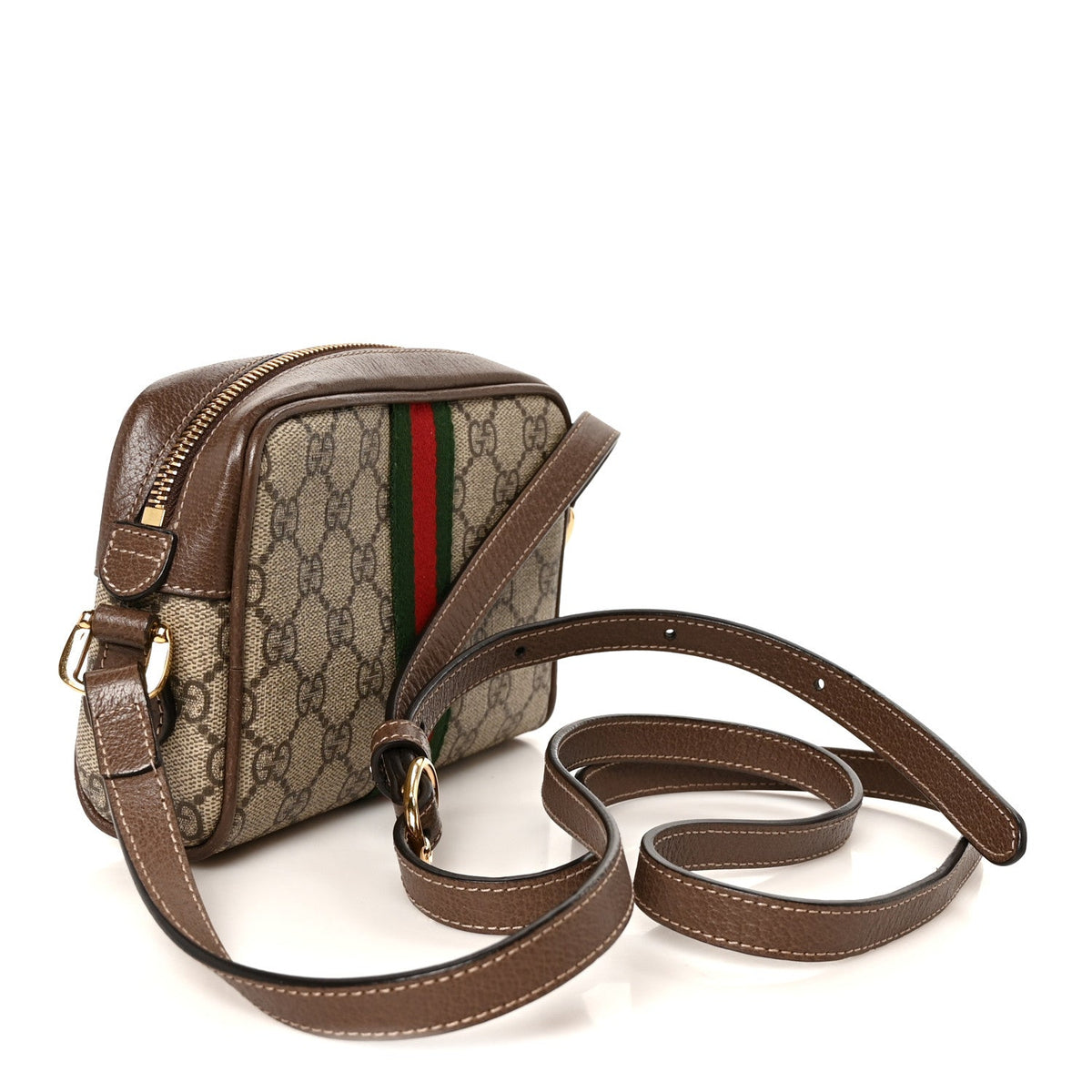 GG Supreme Monogram Web Mini Ophidia Shoulder Bag Brown