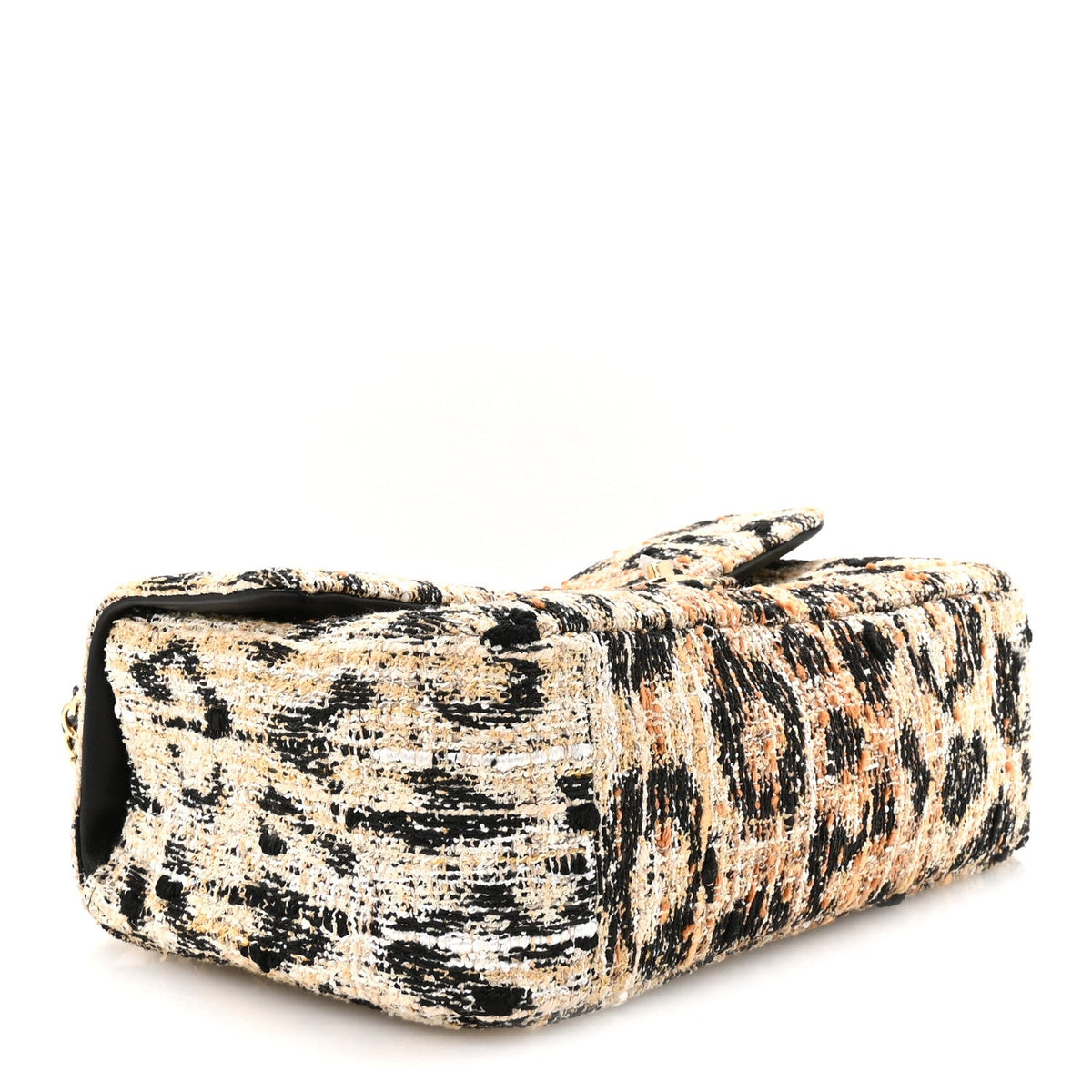 Tweed Mixed Fibers Leopard Print Small Souplissimo Maxi Flap Brown Black White